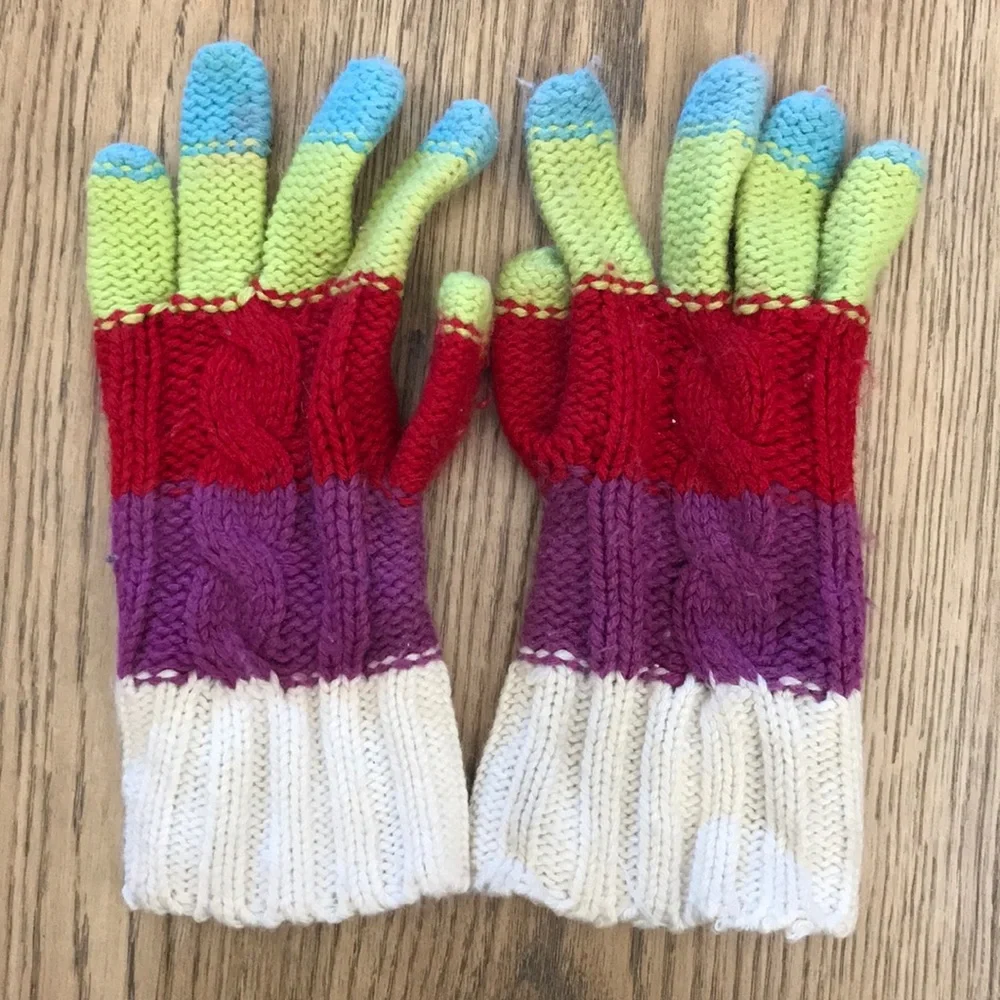 GAP Kids Colorful Cable Knit Gloves Size M